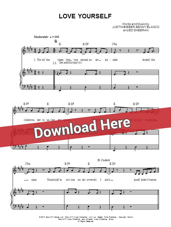 justin bieber, love yourself, sheet music, chords, piano notes, score, download, free, klavier noten, how to play, tutorial, lesson, guitar, bass