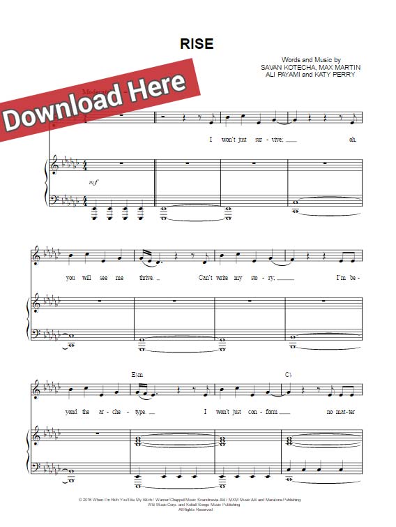 katy perry, rise, sheet music, chords, piano notes, score, keyboard, guitar, tutorial, lesson, cover, how to play, learn