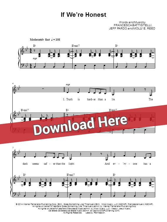 francesca battistelli, if we're honest, sheet music, chords, piano notes, score, download, keyboard, guitar, tutorial, lesson, how to play, learn