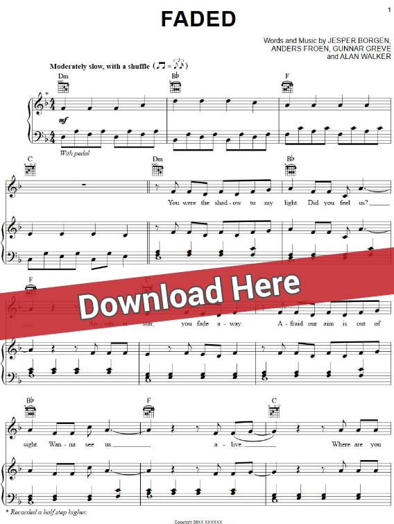 alan walker, faded, sheet music, chords, piano notes, score, klavier noten, how to play, learn, tutorial, lesson