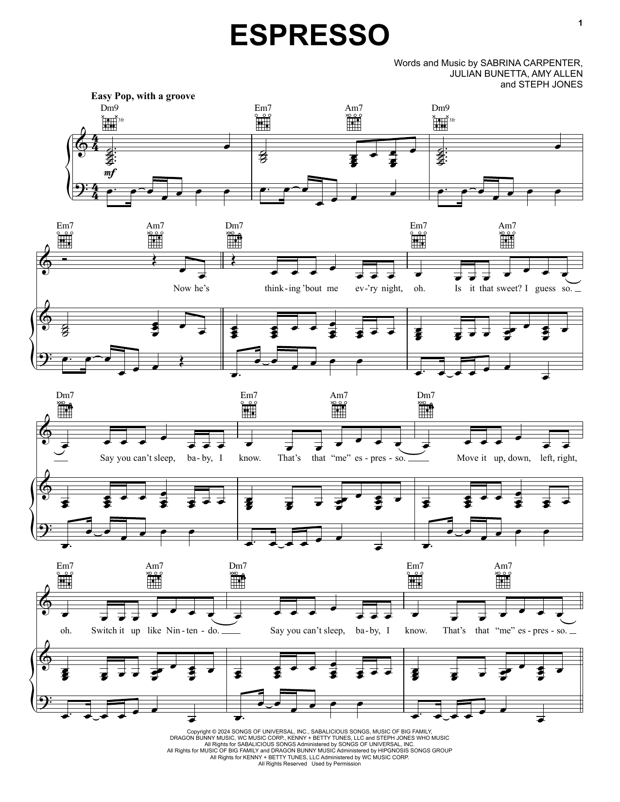 Sabrina Carpenter Espresso Sheet Music