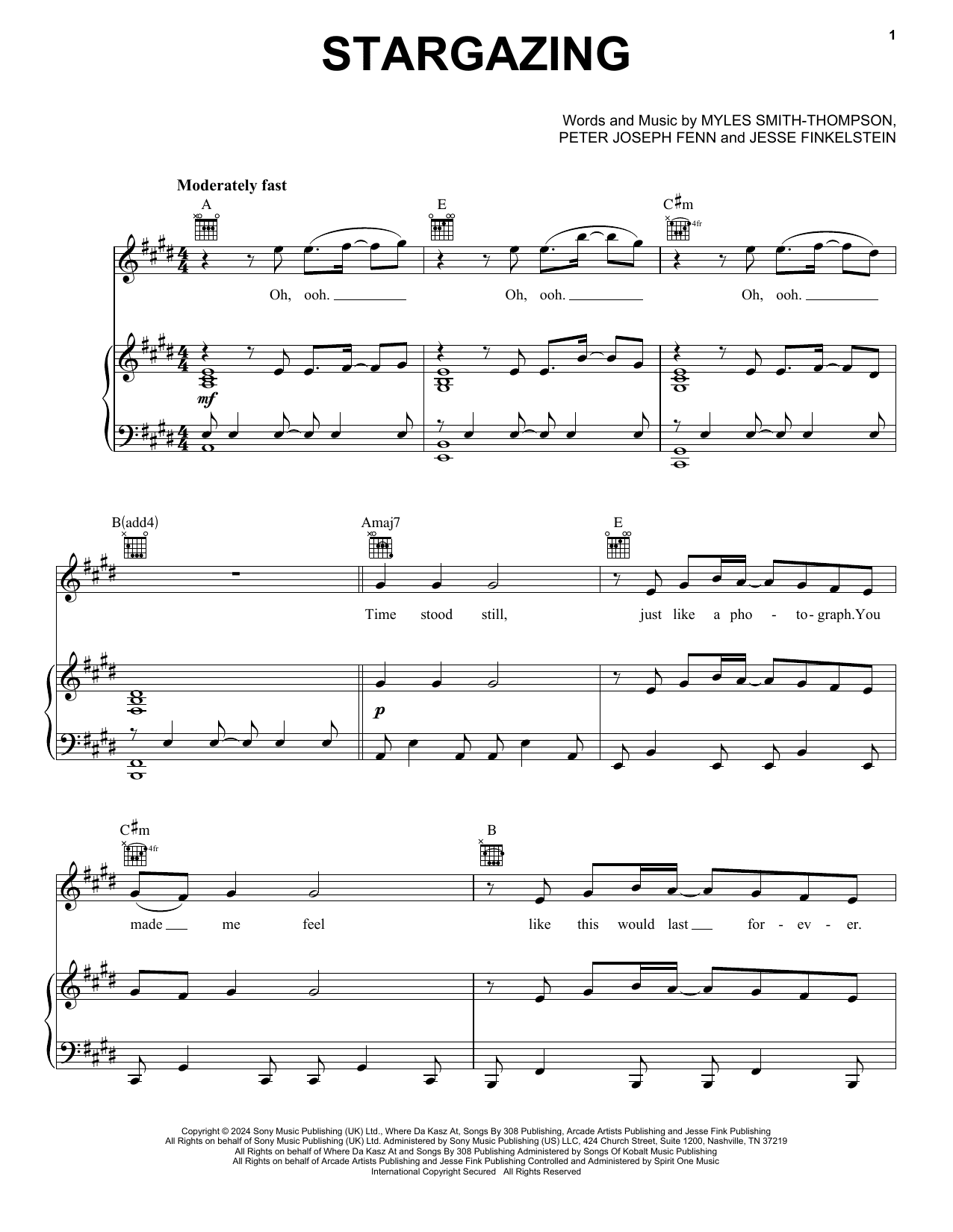 Myles Smith Stargazing Sheet Music Chords for Piano